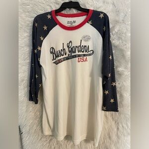 Busch Gardens NWT America Raglan Long Sleeve Men’s T-Shirt. Size 2XL
